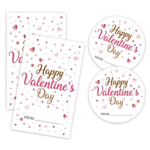 lot 26543 image: Happy Valentines Day Stickers, Pink Heart Valentines Sticker, 40 Pcs Valentines Day Round & Rectangle Stickers, Valentines Sticker Tags for Gift Packaging Classroom - A03 - Retail $6