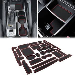 lot 26550 image: Auovo Center Console Mats Compatible with Kia Telluride Accessories 2020 2021 2022 2023 2024 2025 Door Liners Car Interior Decoration Cup Holder Coasters Pads(12pcsSet, Red) - Retail $24