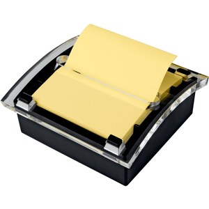 lot 26564 image: Post-It Pop-up Notes Clear Top Pop-up Note Dispenser  3 x 3 Super Sticky Canary Notes  Black -MMMDS330BK