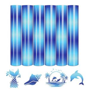 lot 26600 image: Tintnut Gradient HTV Vinyl - 6sheets 12 x 10 Inches Blue Ombre HTV Iron on Vinyl Gradient Heat Transfer Vinyl for T-Shirts DIY Rainbow Patterned HTV Vinyl - Retail $10