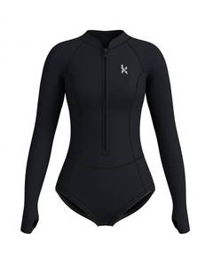 KMT Wetsuit for Women, Womens Long Sleeve Shorty Wet Suits 2mm Front Zipper Springsuit Surfing Surf-wear Diving Swimming Scuba One Piece, Black,Size 8 - Retail: $67