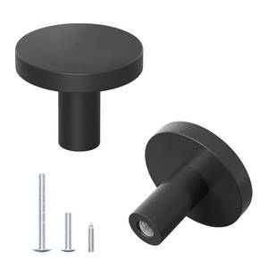 lot 31237 image: DonYoung 2 Pack Cabinet and Drawer Knobs, Bifold Barn Door Handle- Stylish Round Pulls for Bi-Folding Sliding Barn Door, Kitchen, Dressers, Cupboard and Closets, Matte Black - Retail $8