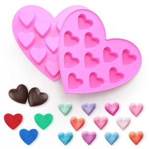 lot 31239 image: Baderke 2 Pcs Heart Shaped Silicone Molds for Baking, 10 Cavities Silicone Heart Molds Tray for Chocolate Candy Ice(Pink) - Retail $7