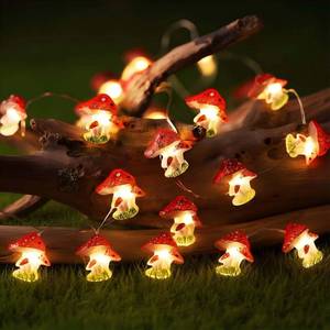 lot 31241 image: KEPABIGLE Mushroom Decor String Light Cottagecore Room Decor 10FT 30 LED Cute Fairy Light Battery Operated Mushroom Decorations Lights for Christmas Bedroom Dorm Party Wedding Patio - Retail $10