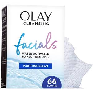 lot 31252 image: Olay Makeup Remover Wipes, Daily Facials Deep Clean Face Cleanser for Normal to Oily Skin, Alcohol & Fragrance Free, Soft Face Wash Towels, Travel Essentials for Women, Convenient Dry Cloths, 66 ct - Retail $13