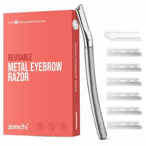 lot 31261 image: ZOMCHI Eyebrow Razor, Face Razors for Women&Men, Eyebrow Trimmer Shaper with Precision Cover,Facial Shaver with 6 Blades (Silver) - Retail $9