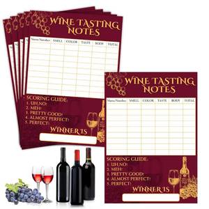 lot 31266 image: 30 Pcs Wine Tasting Scorecards, 7.09 x 4.9 Inch Wine Tasting Notes Cards, Thick Cardstock Blind Tasting Party Supplies for Wine Night and Tasting Events - Retail $8