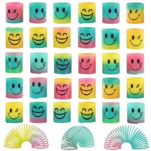lot 31269 image: 30 Pack Spring Rainbow Magic Fidget Stress Coil Mini Springs Bulk Toys for Party Favor Carnival Prize Birthday Goodie Bag Stuffers for Kids Boys Girls - Retail $8