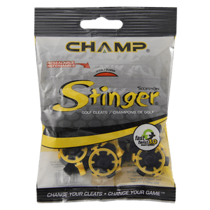 lot 31270 image: Champ Stinger Fast Twist 3.0 Golf Cleat  Black and Yellow  18 Count - Retail $44