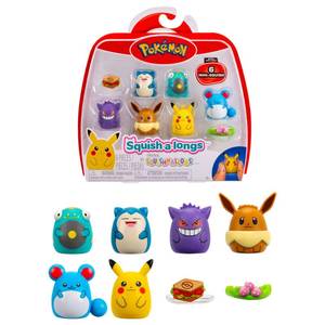lot 31272 image: Squish-a-longs Pok�mon Mini-Squish 6-Pack (Gengar, Pikachu, Snorlax, Eevee, Bellibolt, Marill) (Amazon Exclusive) - Retail $13