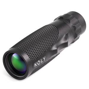 lot 31277 image: Koly BAK-4 Prism 10X25 Monocular Telescope, Compact Weather Resistant Scope with Snake Skin Grip, Designed for Bird Watching, Hiking, Hunting, Archery, and More, 10X Magnification, Black - Retail $20