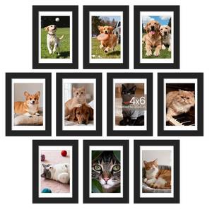 lot 31286 image: upsimples 4x6 Picture Frame Set of 10, Display Pictures 3.5x5 with Mat or 4x6 Without, Multi Photo Frames Collage for Wall or Tabletop Display, Black - Retail $17