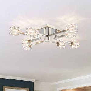 lot 60495 image: peskoe Modern Semi Flush Mount Ceiling Light Sputnik Chandeliers, 31.5 Industrial Ceiling Light Fixture for Dining Room, Living Room, Kitchen, Bedroom, Entryway, Brushed Nickel, 8-Light - Retail $129