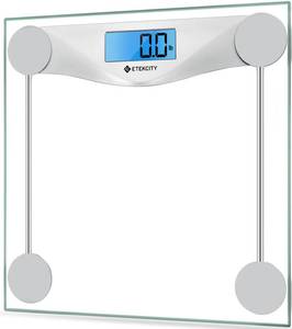 lot 60498 image: Etekcity Digital Body Weight Bathroom Scale, Large Blue LCD Backlight Display, High Precision Measurements,6mm Tempered Glass, 400 Pounds - Retail $20