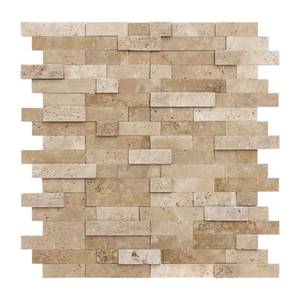 lot 60501 image: SUNWINGS 5-Sheet Peel and Stick Mosaic Natural 3D Stone Self Adhesive Marble Tiles, 11.5 x 10.7 Stick on Backsplash for Kitchen Bathroom Fireplace Vanity, Beige - Retail $60