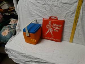 lot 24813 image: Cooler, Thermus, & Johnnie Walker Red Pillow