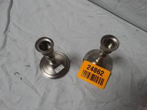 lot 24862 image: 2 Metal Vintage Candle Bases