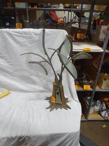lot 24913 image: Heavy Brass Tree Table Hebrew Lamp