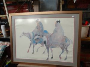 lot 24795 image: Picture of Women Riding Horses Signed by Artist