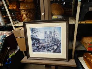 lot 24803 image: Drawing of Paris - Les Bouquinstes - Notre Dame
