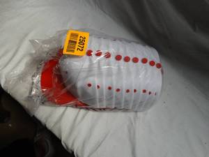 lot 25072 image: New - red & white Adult LXL fitted hats - 12 count.