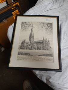 lot 25039 image: Salisbury cathedral Wiltshire art work.