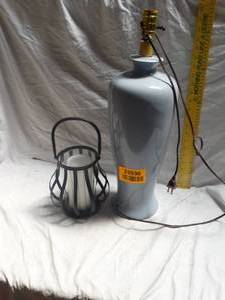 lot 24936 image: Grey Table Lamp & Black Candle Lamp