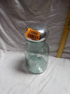 lot 24954 image: Vintage Embossed Fruit Glass Canister.