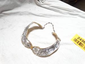 lot 24962 image: Signed Thoi Massive Silver Gold Pl Statement Stylish Collar Hinged Necklace.