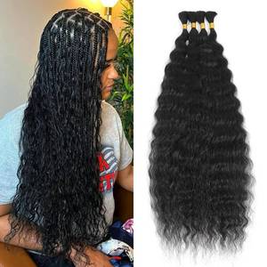 lot 709 image: AIVICO Super Wave Bulk Human Hair 100% Unprocessed Brazilian Virgin Human Hair Extensions Bundles for Braiding Hair Wet and Wave Micro Human Hair(1Pack-4PCS, 18inch Natural Black) - Retail $50