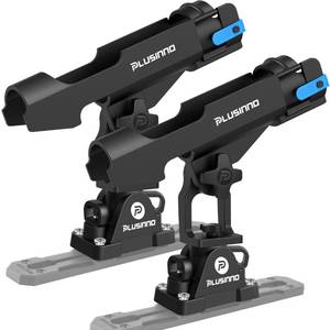 lot 713 image: PLUSINNO 2 in 1 Fishing Rod Holders for Boat, Kayak Rod Holder, Fishing Pole Holders for Track Mount  Deck Mount, Fish Gear with Rod Protective Strap, Fishing Accessories & Gifts - Retail $26