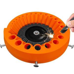 lot 714 image: Drill Bit Sharpener Attachment for 125mm Angle Grinders (2-13mm Bits) - Revive Dull Bits & Extend Tool Life (Orange) - Retail $7