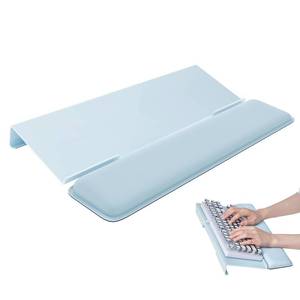 lot 715 image: Laborio Computer Keyboard Stand for Desktop, Keyboard Wrist Rest Holder Stand for Easy Typing with Wrist Pad for Office Desk, Home, School(Blue) - Retail $20