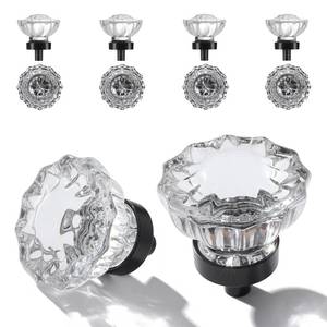 lot 716 image: Vintage Cabinet Knobs Crystal Cabinets Knob 7 Pack, Matte Black Base And Clear Crystal Small Pull For Closet Dresser Drawers Cupboard Wardrobe, Solid Alloy Retro Pulls Single-Hole Old Fashioned Handle - Retail $28