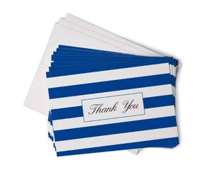 lot 723 image: RED, NOT BLUE Hill Valley Greetings Red Striped Thank You Cards - 48 Classic Note Cards with Envelopes - Perfect for Special Events & Businesses