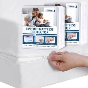 lot 733 image: Twin Mattress Protector Waterproof 2 Pack Zippered for Kids, 6-Side Waterproof Twin Size Mattress Encasement, Box Spring Cover - Retail $26