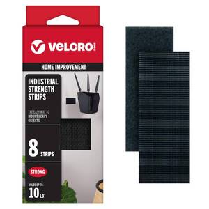 lot 743 image: VELCRO Brand Heavy Duty Fasteners  4x2 Inch Strips with Adhesive 8 Sets  Holds 10 lbs  Black Industrial Strength Stick On Tape  Indoor or Outdoor Use (VEL-30703-USA), 8 Count (Pack of 1) - Retail $9