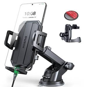 lot 757 image: SUUSON Upgraded 3-in-1 Car Phone Holder Mount Powerful Suction Phone Mount for Car Dashboard Air Vent Windshield,for All iPhone Android Phone, Dark Black - Retail $10
