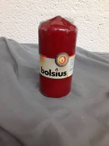 lot 762 image: Bolsius Pillar Candle Small , Dark Red 58 mm Width - Retail $9