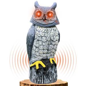 lot 793 image: Ugold Solar Powered Garden Owl with Motion Detection, Rotating Head, Realistic Hoots and Silent Mode, Outdoor Statue and Sculpture, Owl Decoration for Home, Garden, Patio and Lawn - Retail $37