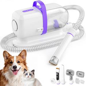 lot 807 image: LOMMOL 6-in-1 Dog Grooming Vacuum, Pet Grooming Kit with Dog Clippers, 2.2L Dust Cup Dogs Vacuum with Dryer Function, Low Noise Upgrade Pet Grooming Vacuum with 6 Tools for Home Pet Hair, Purple - Retail $56