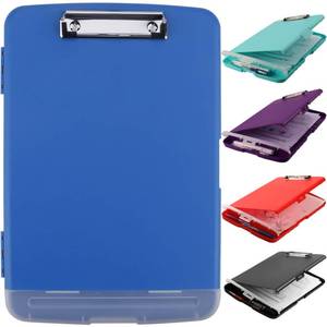 lot 818 image: SFLHHDM Storage Clipboard with Pen Holder, High Capacity Clipboards for Classroom, Clip Boards 8.5x11 with Storage, Low-Profile Clip, Lightweight Plastic Clipboard for Kids, Lawers, Office Workers - Retail $10