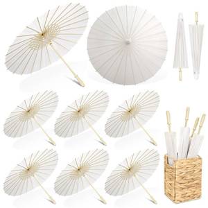 lot 820 image: Aodaer 6 Pieces Wedding Paper Umbrella 23.6 Inch White Decorative Chinese Japanese Parasol Umbrella Crafts Vintage DIY Painting Decor Paper Wedding Favor for Photography Props Bridal Party - Retail $45