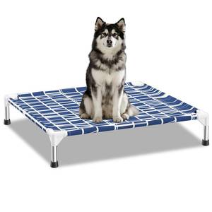 lot 821 image: Elevated Dog Bed - Soft Comfortable Fabric, Easy to Clean, Stainless Steel Frame, Raised Design for Air Circulation, Durable Pet Cot for Medium Dogs, Breathable & Stable Pet Bed - Retail $22