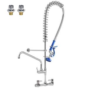 lot 825 image: Commercial Faucet with Sprayer for Kitchen Staff  Akwadu Wall Mount Commercial Faucet with Pre Rinse Sprayer 8 Center - 21 Inch Pre Rinse Faucets with 8 Add-On Swing Spout for Dishwashers