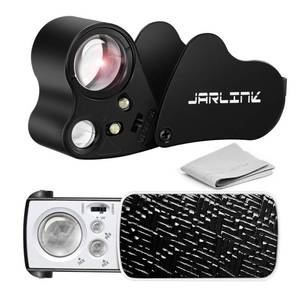 lot 845 image: JARLINK 2 Pack Jewelers Loupe, 30X 60X 90X Illuminated Jewelers Eye Magnifier and Magnifying Glass Loop with UV Black Light and Bright LED Light for Gems, Jewelry, Diamond, Coins, Stamps (Black) - Retail $10