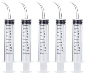 lot 851 image: Wisdom Teeth Syringe, 5 Pack Irrigation Dental Syringes with Measure Scale & Curved Tip for Dental Care Liquid Oral Tonsil Stone - Retail $5