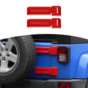 lot 853 image: RT-TCZ for Jeep JK Tailgate Hinge Cover Trim Red for Jeep Wrangler JK JKU 2007-2017 Red Exterior Accessories 2pcs - Retail $26