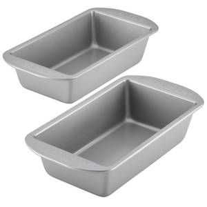 lot 864 image: Farberware Nonstick Bakeware Bread Pan and Meat Loaf Pan Set, 2-Piece, Gray - Retail $15