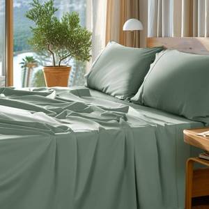 lot 865 image: SONORO KATE 100% Egyptian Cotton Sheets Set - 1000 High Thread Count, Luxury 5-Star Hotel Sateen Bed Sheets, Soft, Breathable Long Staple Sheets, Fit up to 16 - 4 PC (Sea Glass,Queen) - Retail $80